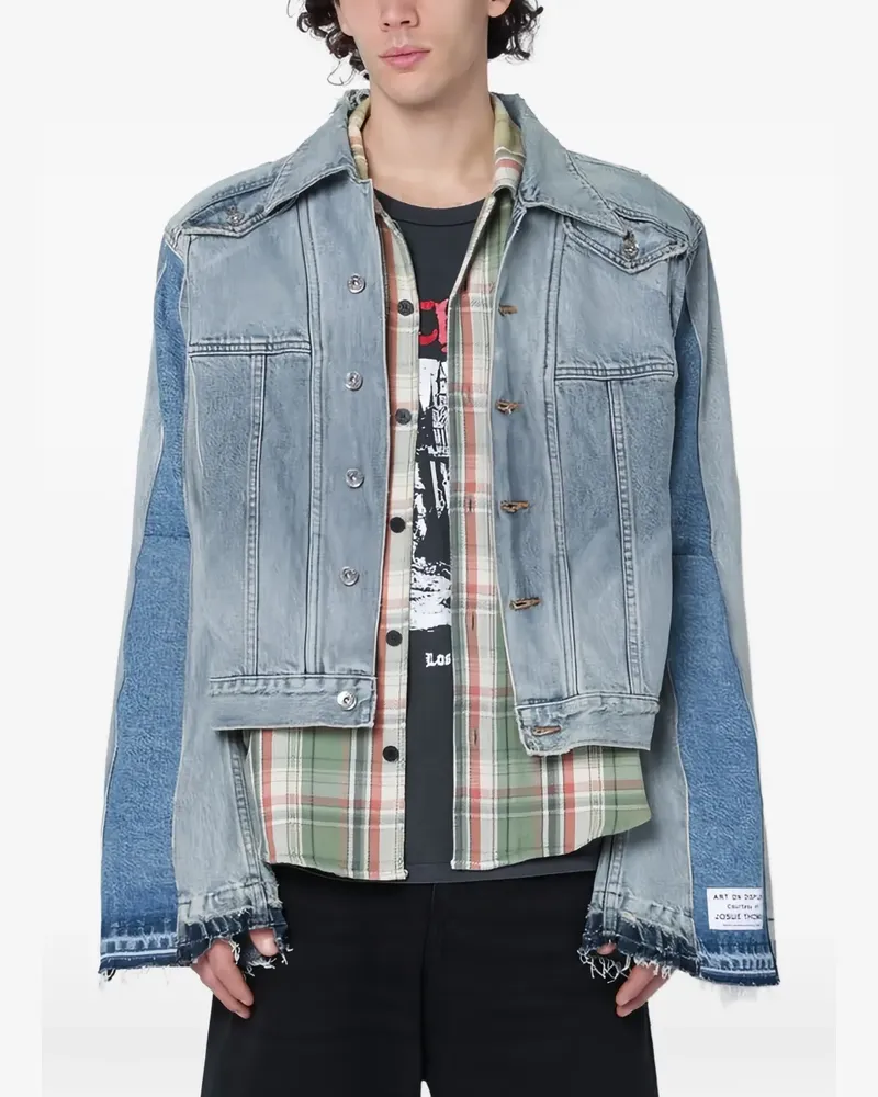 GALLERY DEPT. distressed panelled denim jacket - Blau Blau