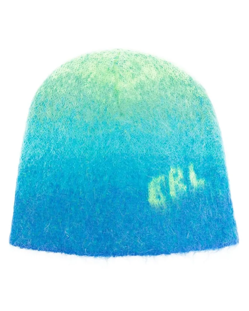 ERL Intarsien-Beanie mit Farbvauf-Optik Blau