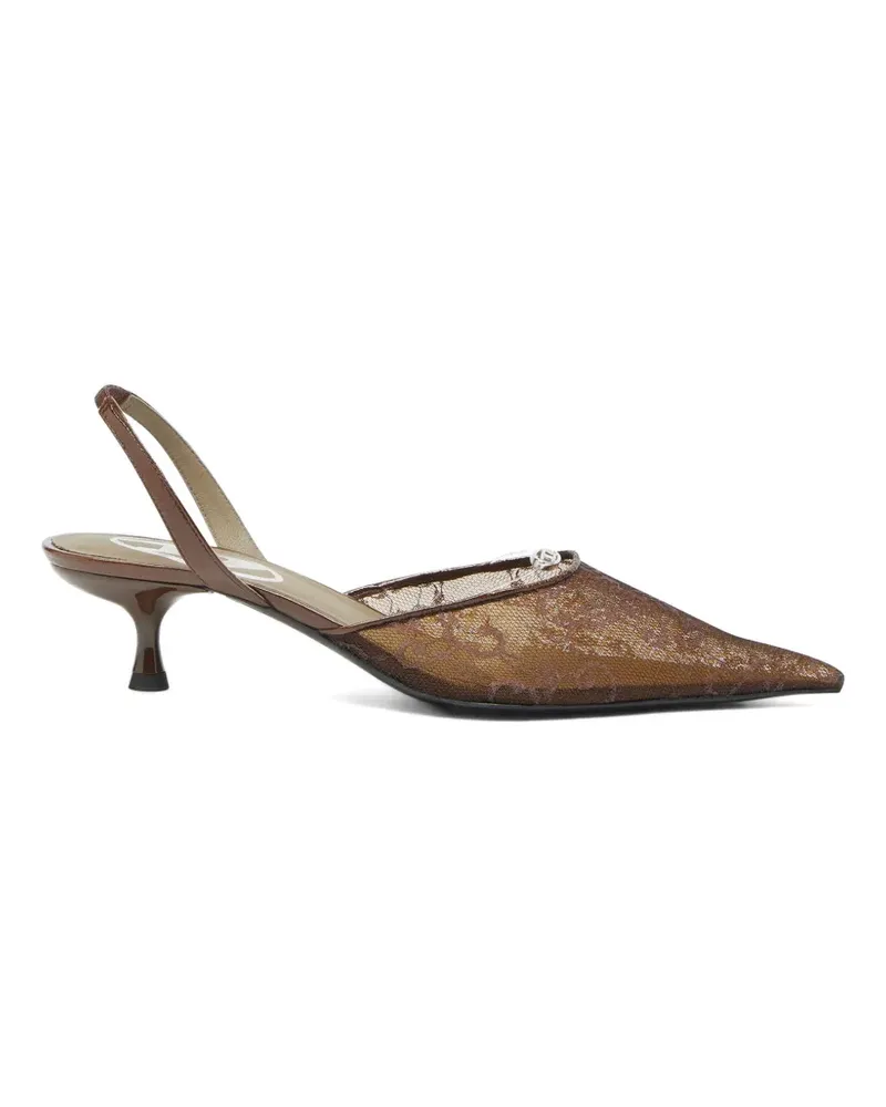 Diesel lace-mesh pointed-toe slingback shoes - Braun Braun