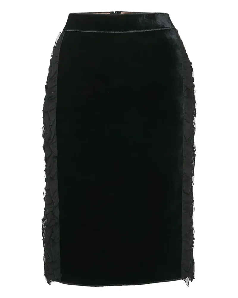 N° 21 Gerüschter Samtrock - Schwarz Schwarz