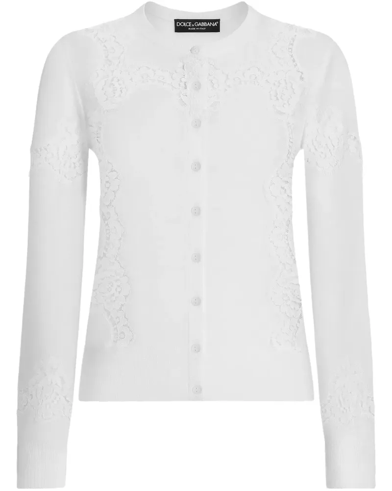 Dolce & Gabbana Cardigan mit Spitzendetail - Weiß Weiß