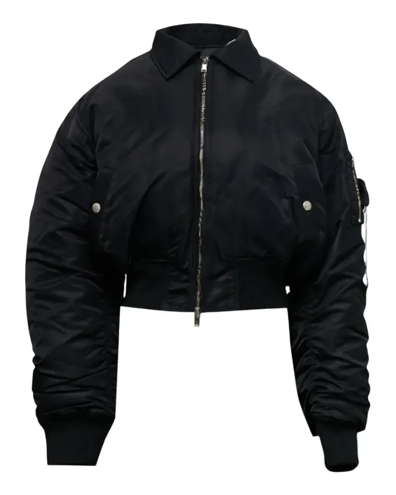 HACHE cropped ruched-sleeve bomber jacket - Schwarz Schwarz