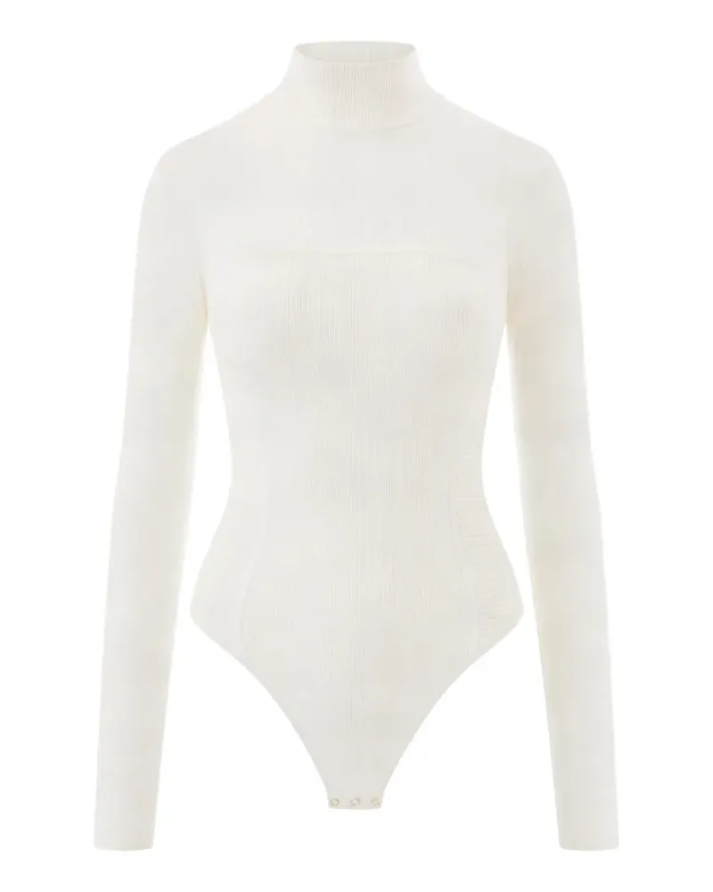 Elisabetta Franchi Body mit Mesh-Einsatz - Nude Nude