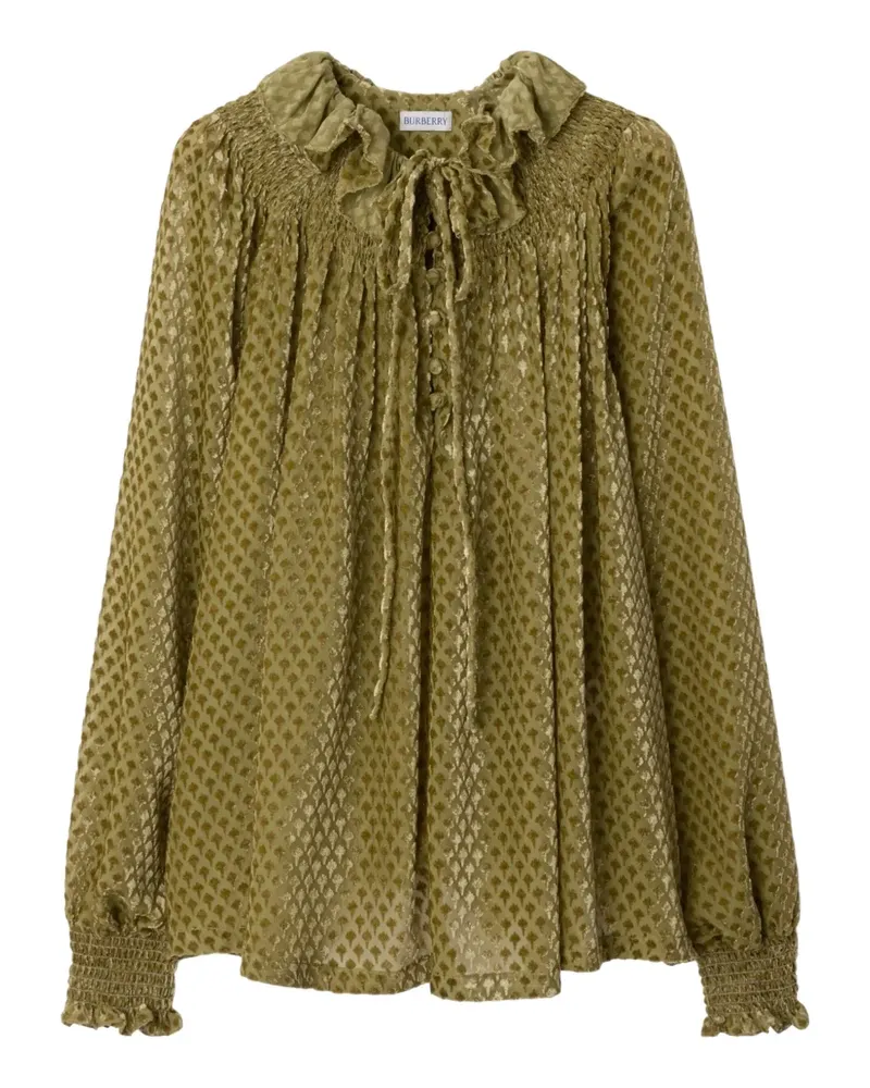 Burberry Bluse aus Samt mit Rüschenkragen - Grün Grün