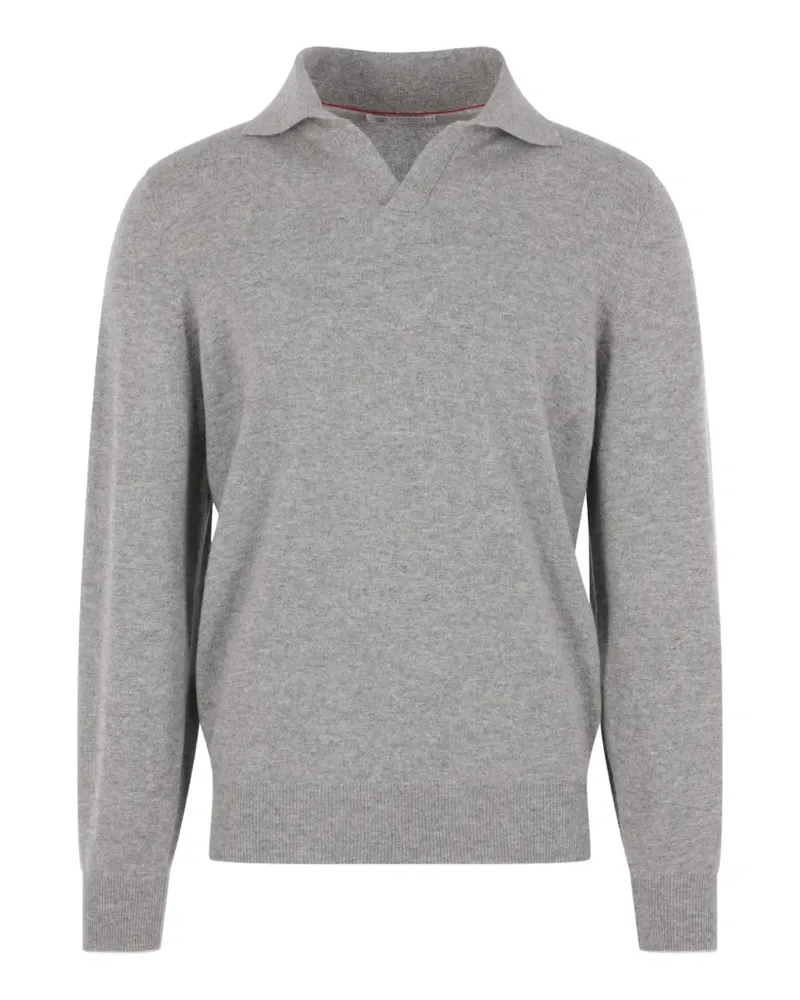Brunello Cucinelli Kaschmirpullover mit Poloshirtkragen - Grau Grau