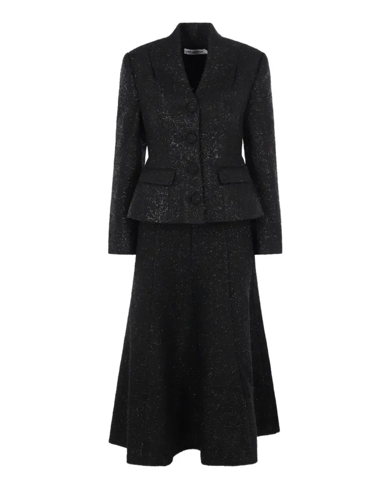 Self-Portrait bouclé-knit midi dress - Schwarz Schwarz