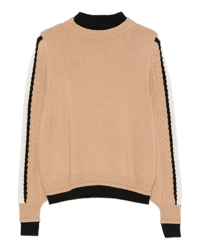 D.EXTERIOR cable-knit side-stripe sweater - Nude Nude