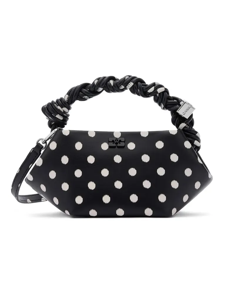 Ganni Gepunkteter Tote Bag mit verdrehtem Henkel - Schwarz Schwarz