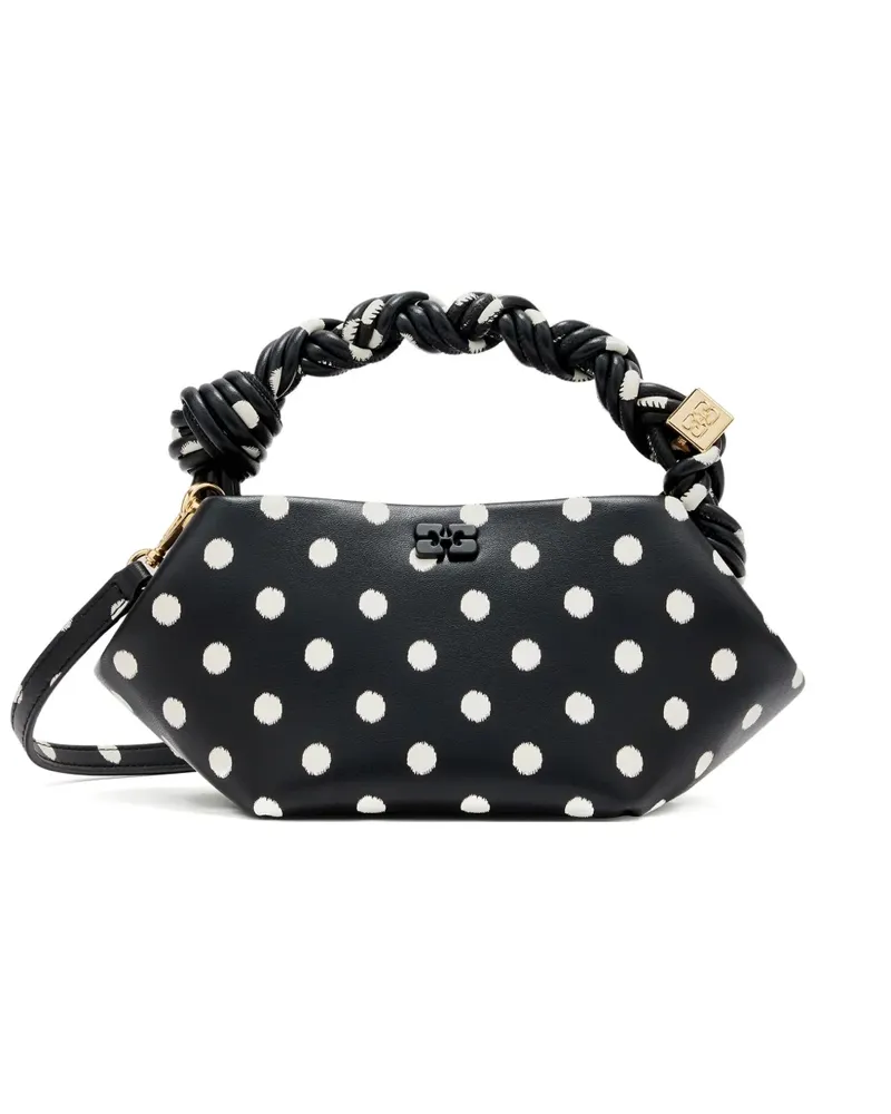 Ganni Gepunkteter Tote Bag mit verdrehtem Henkel - Schwarz Schwarz