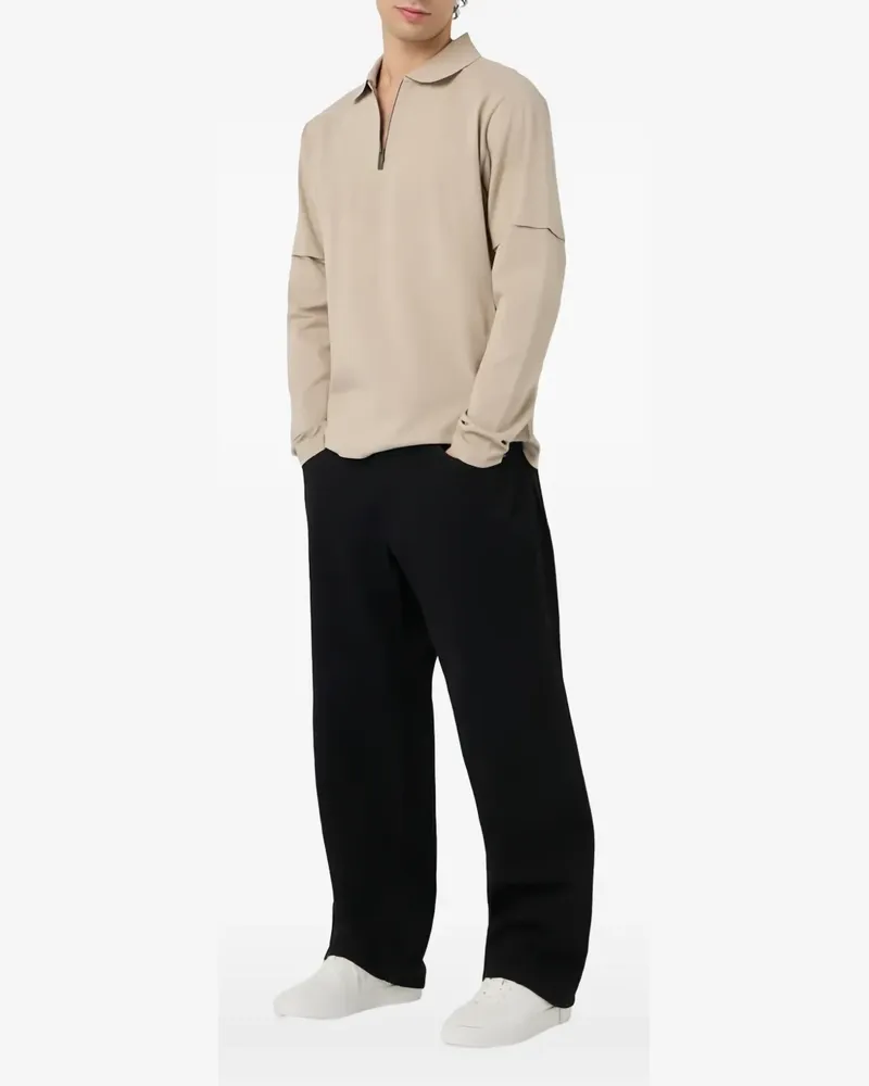 OFF-WHITE logo-print double-sleeve polo shirt - Nude Nude