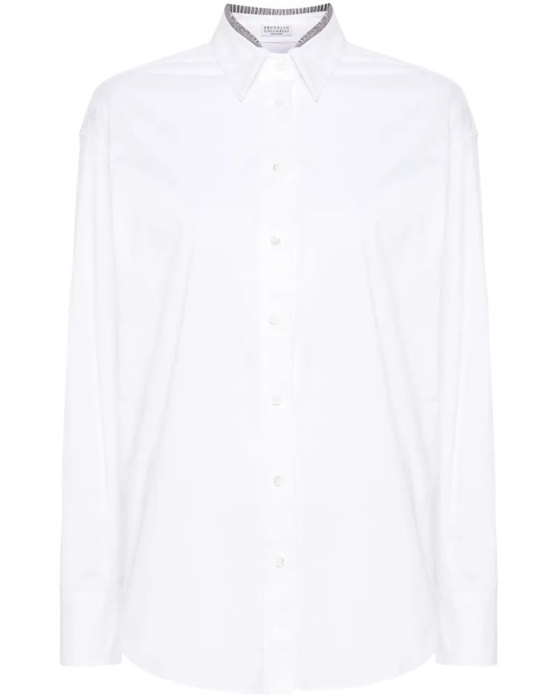 Brunello Cucinelli T-Shirt mit Perlen - Weiß Weiß