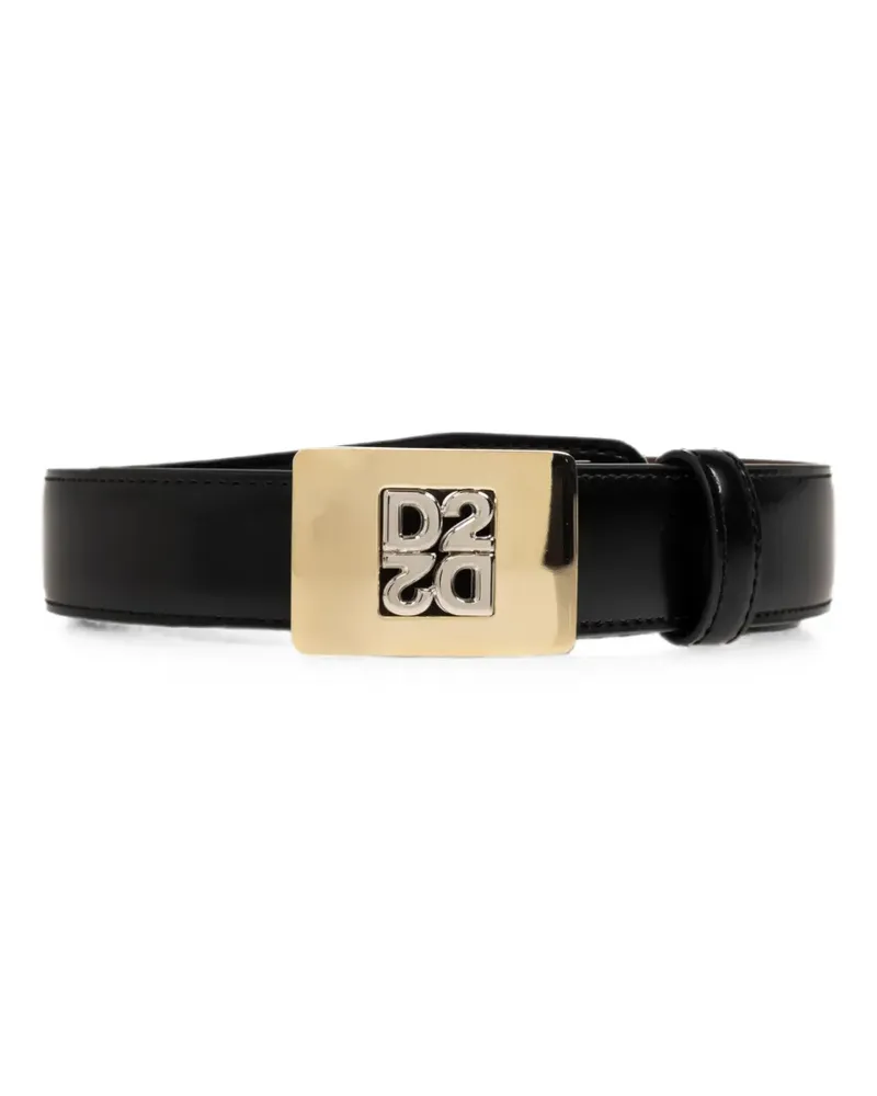 Dsquared2 Ledergürtel mit Logo-Schild - Schwarz Schwarz