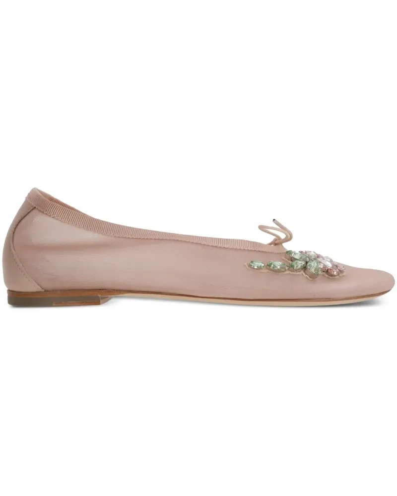Simone Rocha Mesh-Ballerinas mit Strassapplikation - Nude Nude