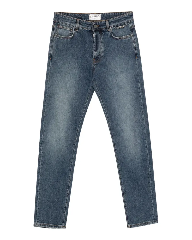 Iceberg logo-plaque straight-leg jeans - Blau Blau