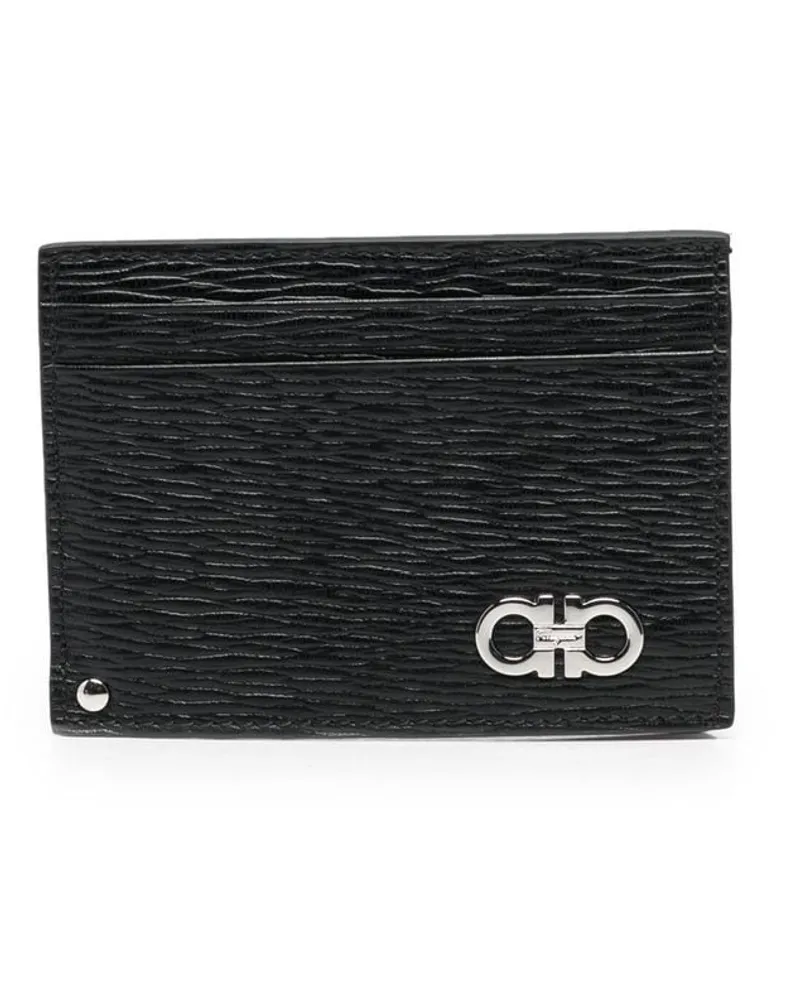 Ferragamo Kartenetui mit Gancini-Detail - Schwarz Schwarz