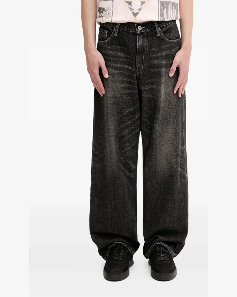 Neighborhood Ausgeblichene Jeans - Schwarz Schwarz
