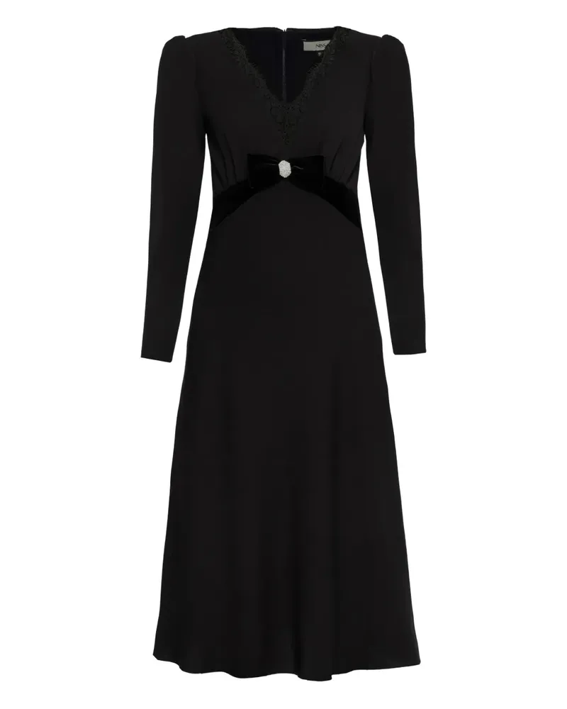 NISSA crystal-detail midi dress - Schwarz Schwarz