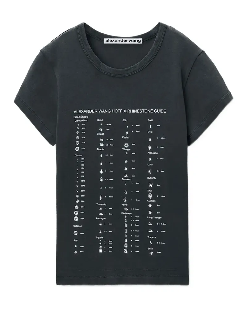 Alexander Wang Schmales SS T-Shirt mit Hotfix-Grafik - Grau Grau