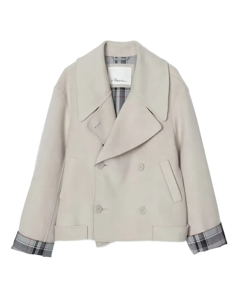 3.1 phillip lim Doppelreihige Jacke mit karierten Bündchen - Nude Nude