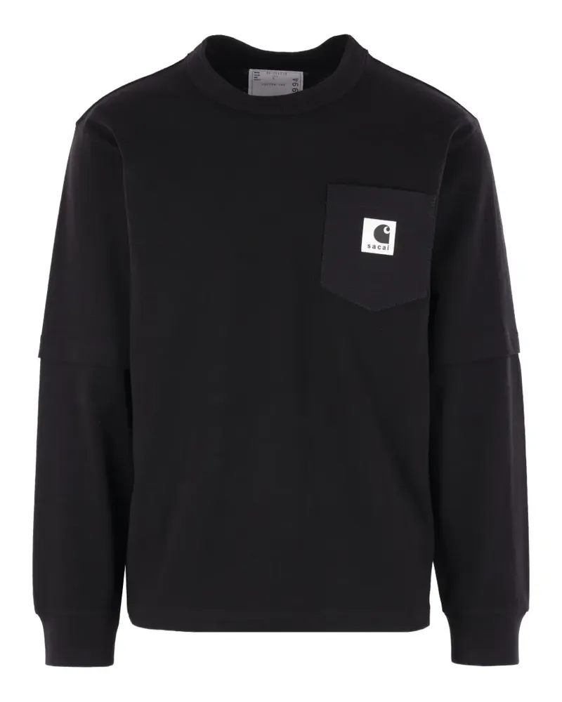 Carhartt WIP x Sacai logo-patch long-sleeve sweatshirt - Schwarz Schwarz