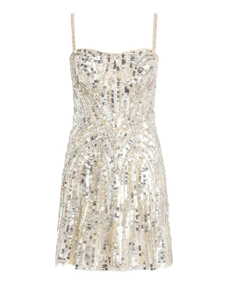 Jenny Packham crystal-embellished structured-bodice dress - Silber Silber