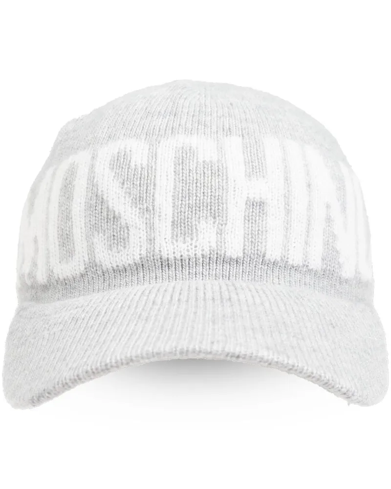 Moschino Intarsia Knit Logo Cap Grau