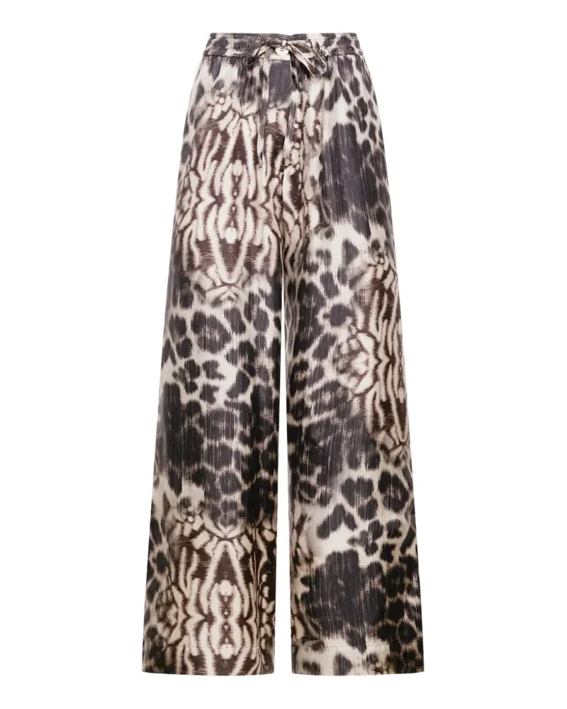 Pierre-Louis Mascia Aloe Palazzohose mit Leoparden-Print - Braun Braun