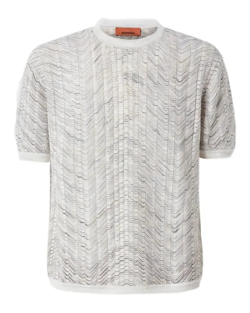 Missoni openwork-knit cotton and viscose polo shirt - Nude Nude