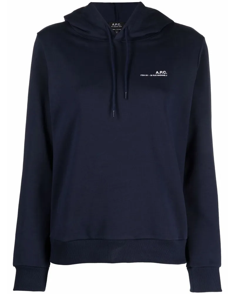 A.P.C. Hoodie mit Logo-Print Blau