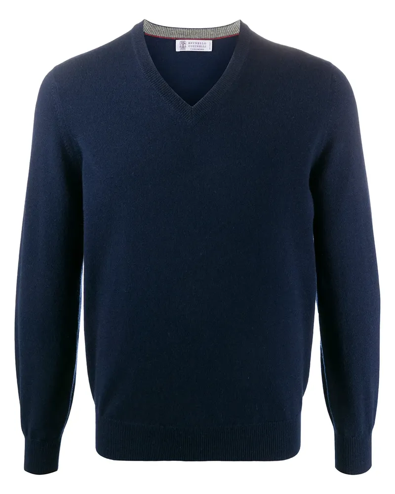 Brunello Cucinelli Pullover mit V-Ausschnitt - Blau Blau