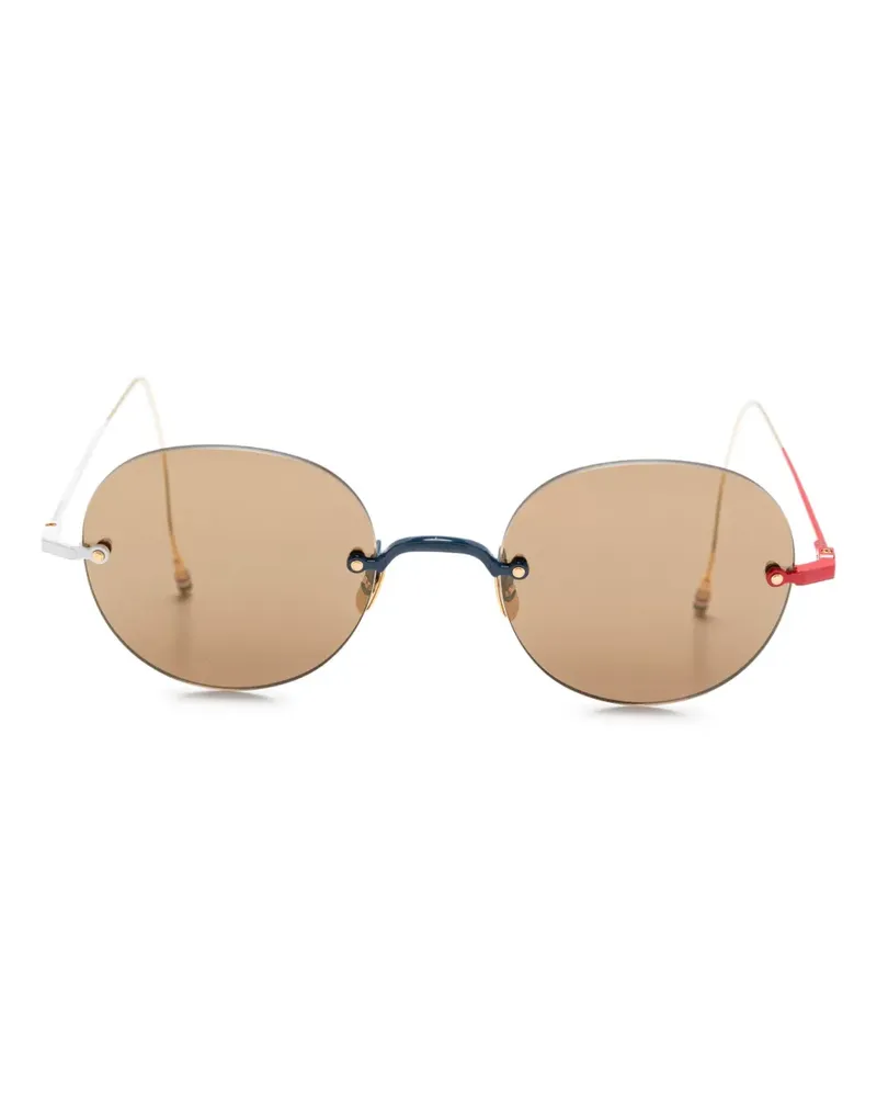 Thom Browne Sonnenbrille mit rundem Gestell - Gold Gold