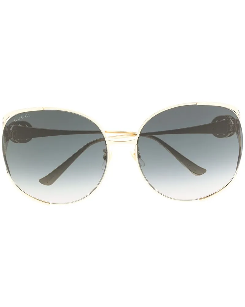 Gucci Sonnenbrille mit rundem Gestell - Gold Gold