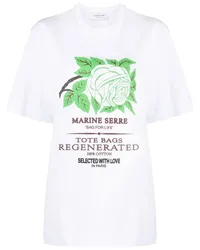 Marine Serre T-Shirt mit Logo-Print Weiß