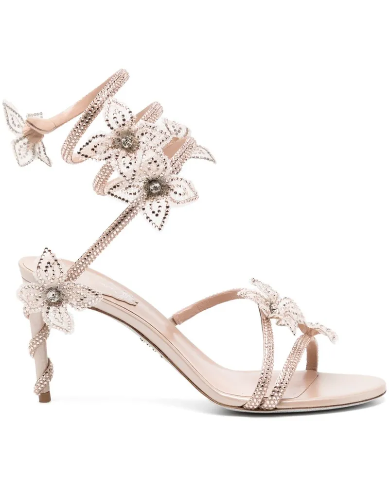 René Caovilla Margot Sandalen mit blumigen Applikationen und Strass - Rosa Rosa