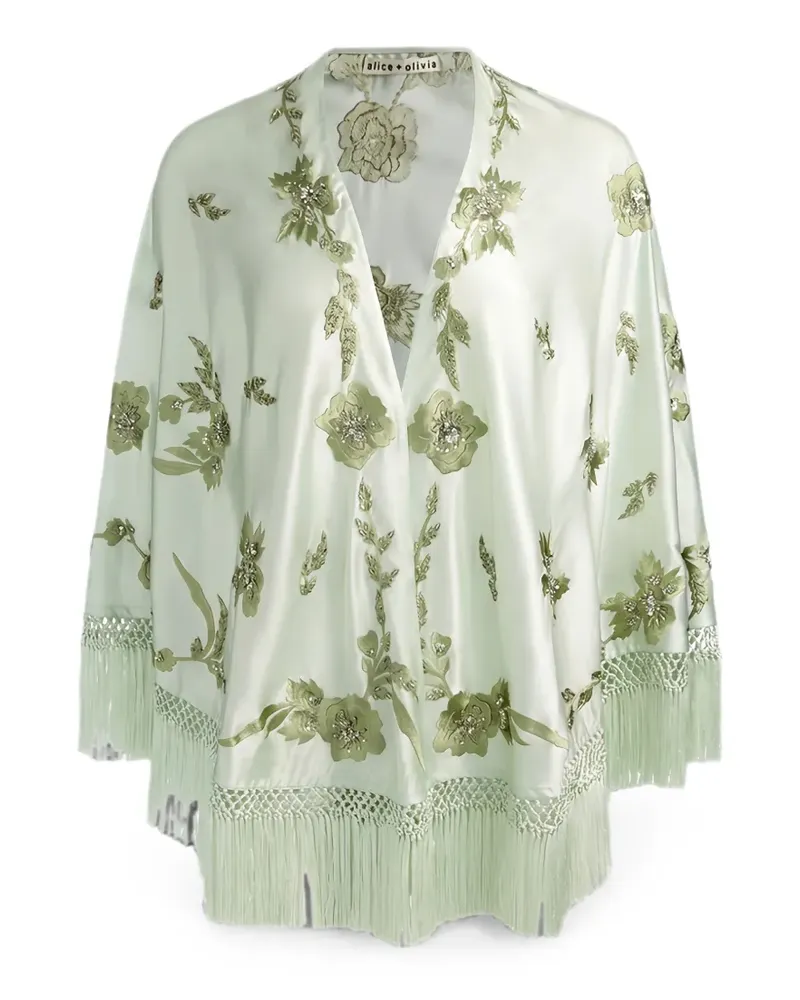 Alice + Olivia Cape mit blumiger Stickerei - Grün Grün