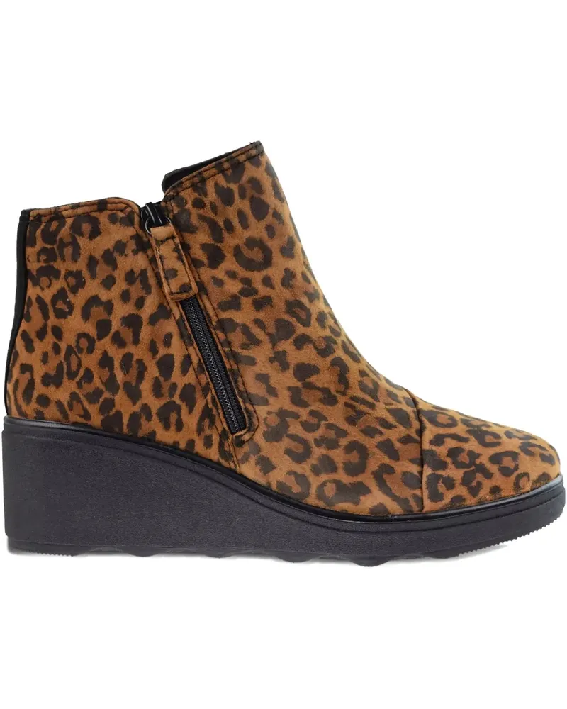 Clarks Mazy Eastham zip leopard print boots - Braun Braun