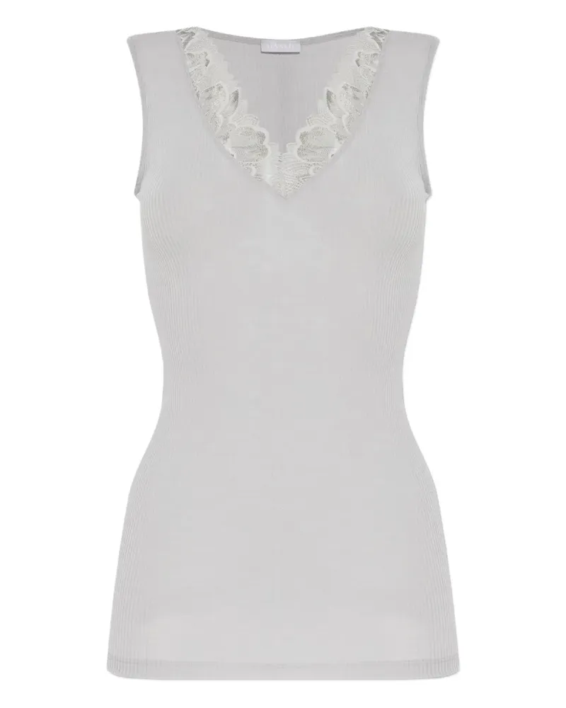 Hanro lace V-neck top - Grau Grau