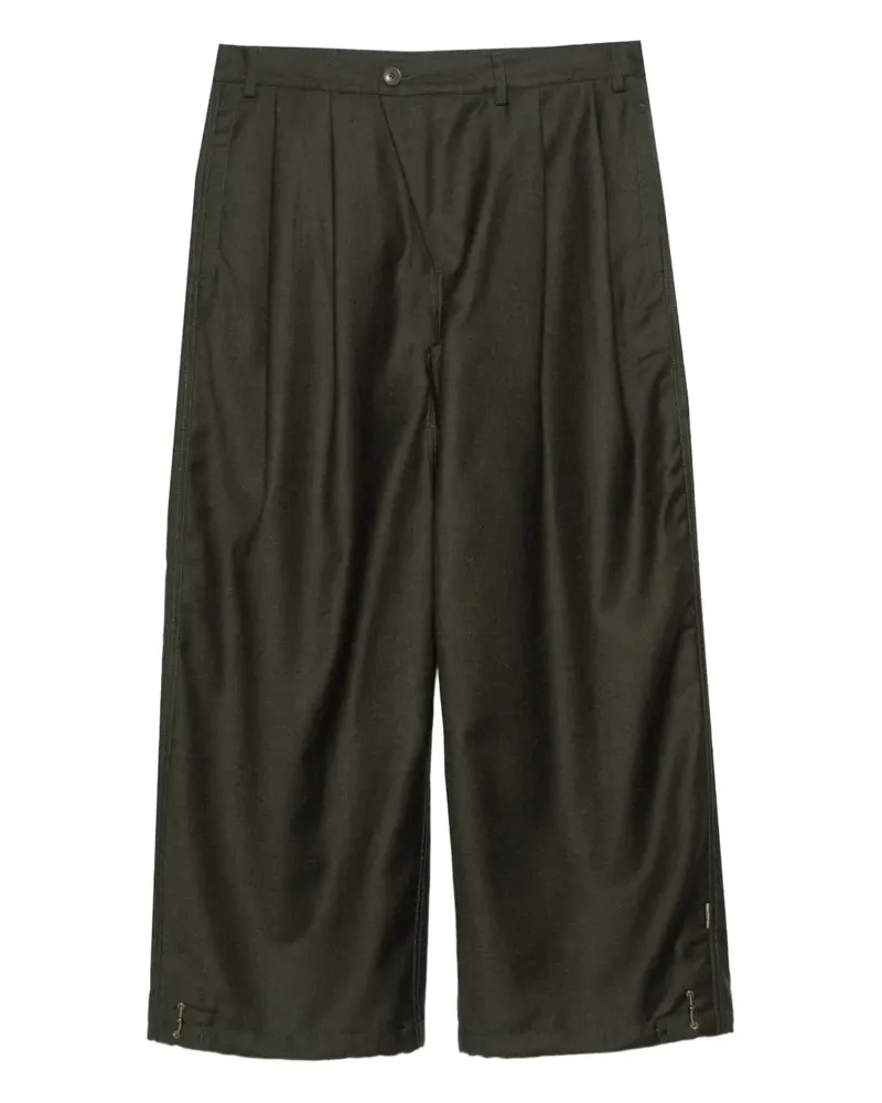 maharishi Wide-Leg-Hose mit Bundfalten - Grün Grün