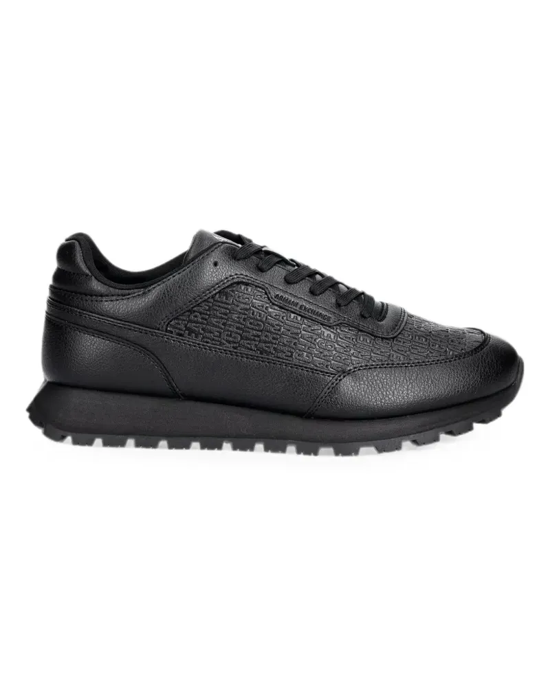 Armani Exchange logo-embossed pebbled-effect sneakers - Schwarz Schwarz