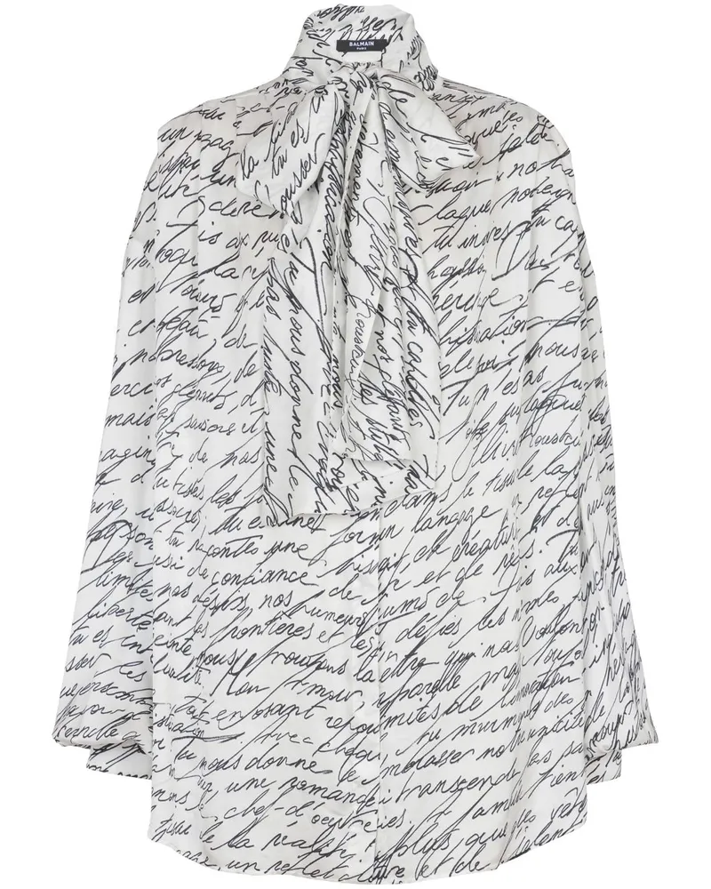 Balmain Love Letter Bluse - Weiß Weiß