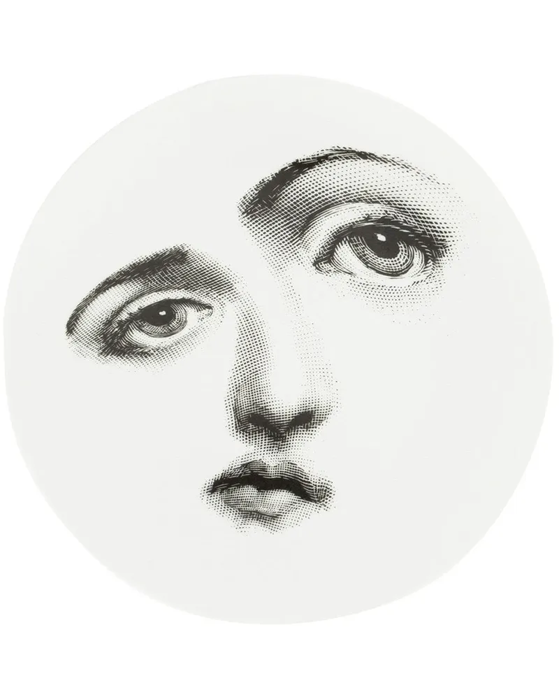 Fornasetti Teller mit Gesicht-Print Schwarz