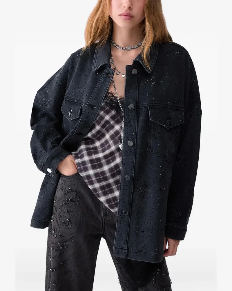 Liu Jo Jeansjacke mit Strassverzierung - Schwarz Schwarz