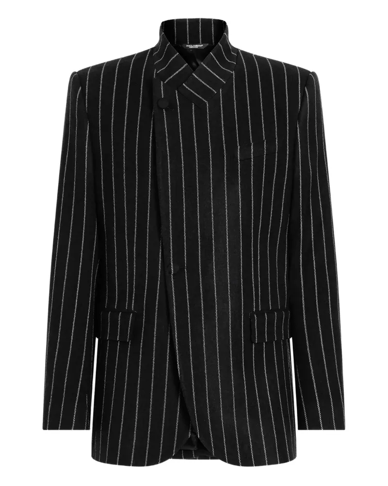 Dolce & Gabbana pinstripe Mandarin-collar jacket - Schwarz Schwarz