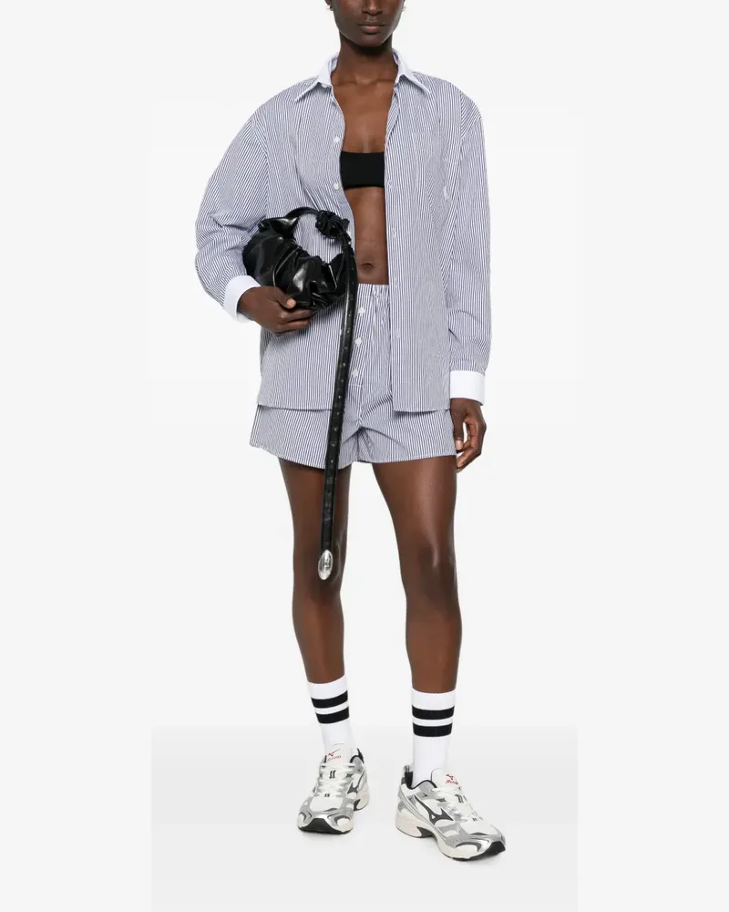 SPORTY & RICH striped embroidered-logo shorts - Weiß Weiß