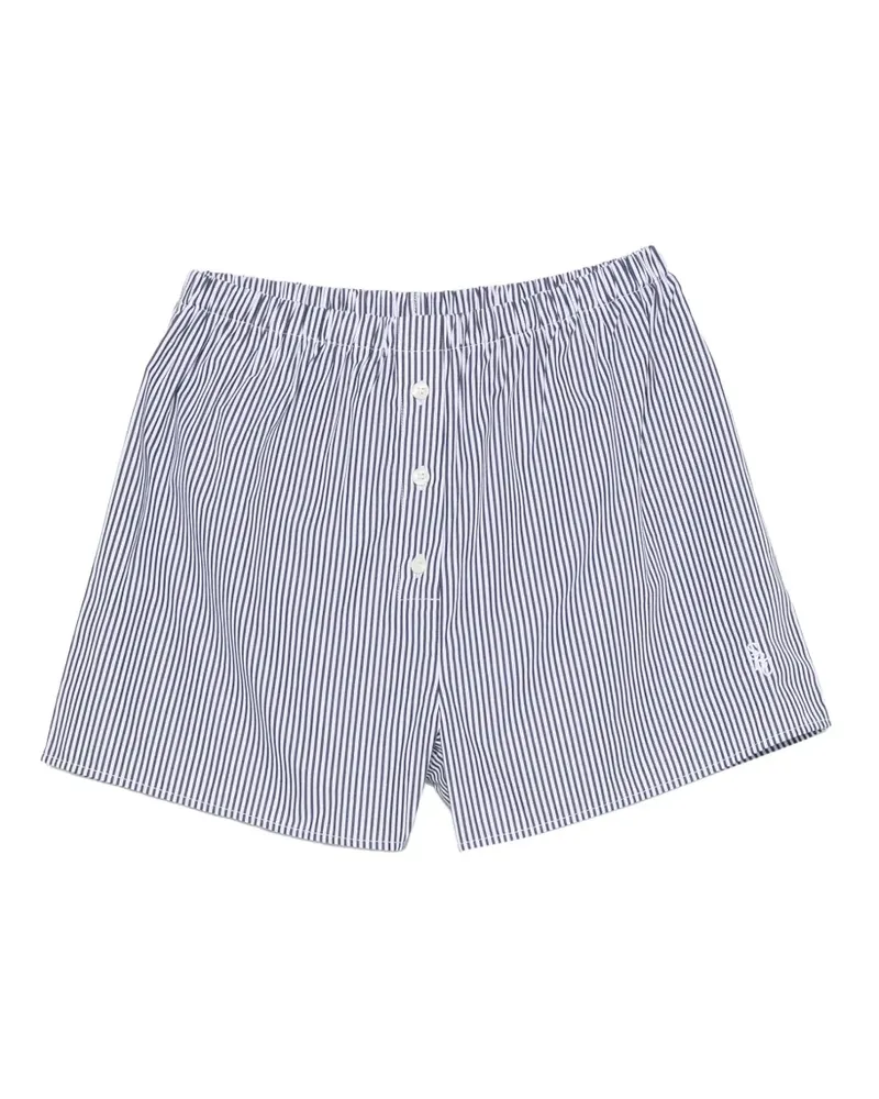 SPORTY & RICH striped embroidered-logo shorts - Weiß Weiß