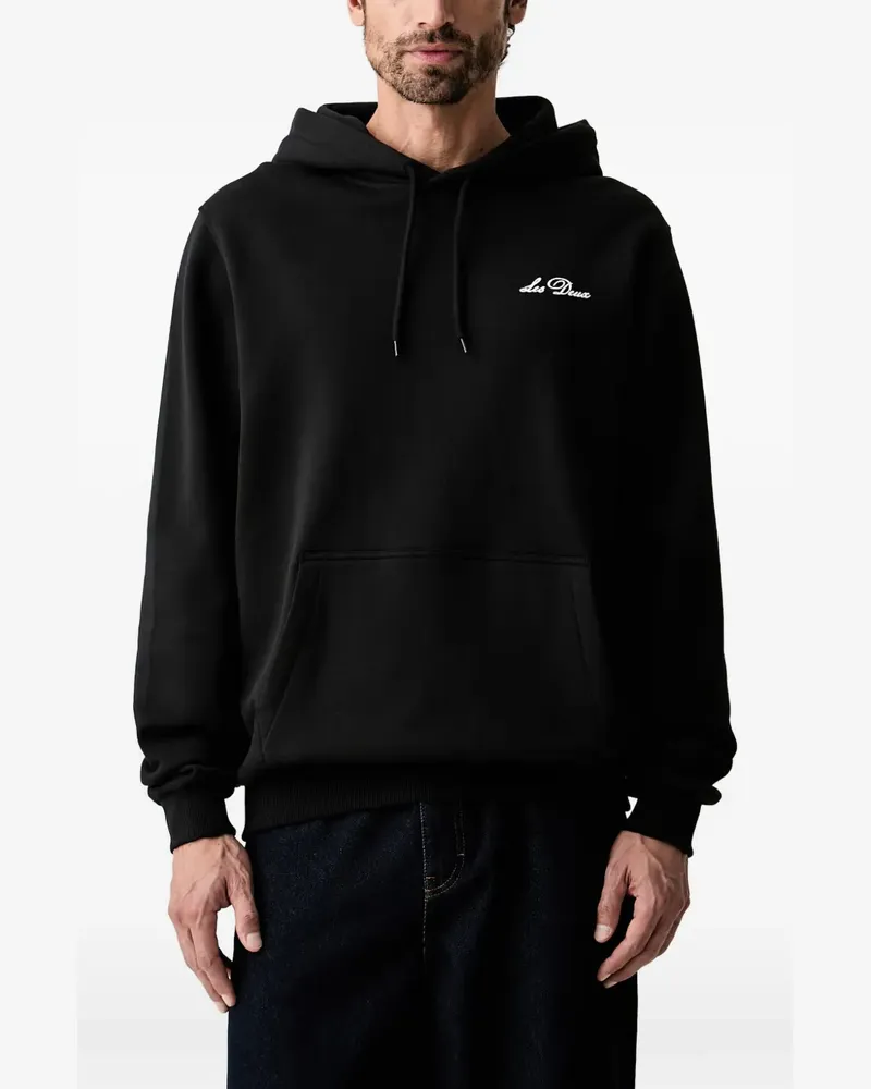 LES DEUX Hoodie mit Logo-Stickerei - Schwarz Schwarz