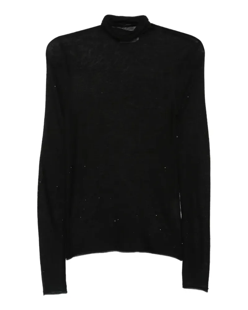Majestic Semi-transparentes T-Shirt - Schwarz Schwarz