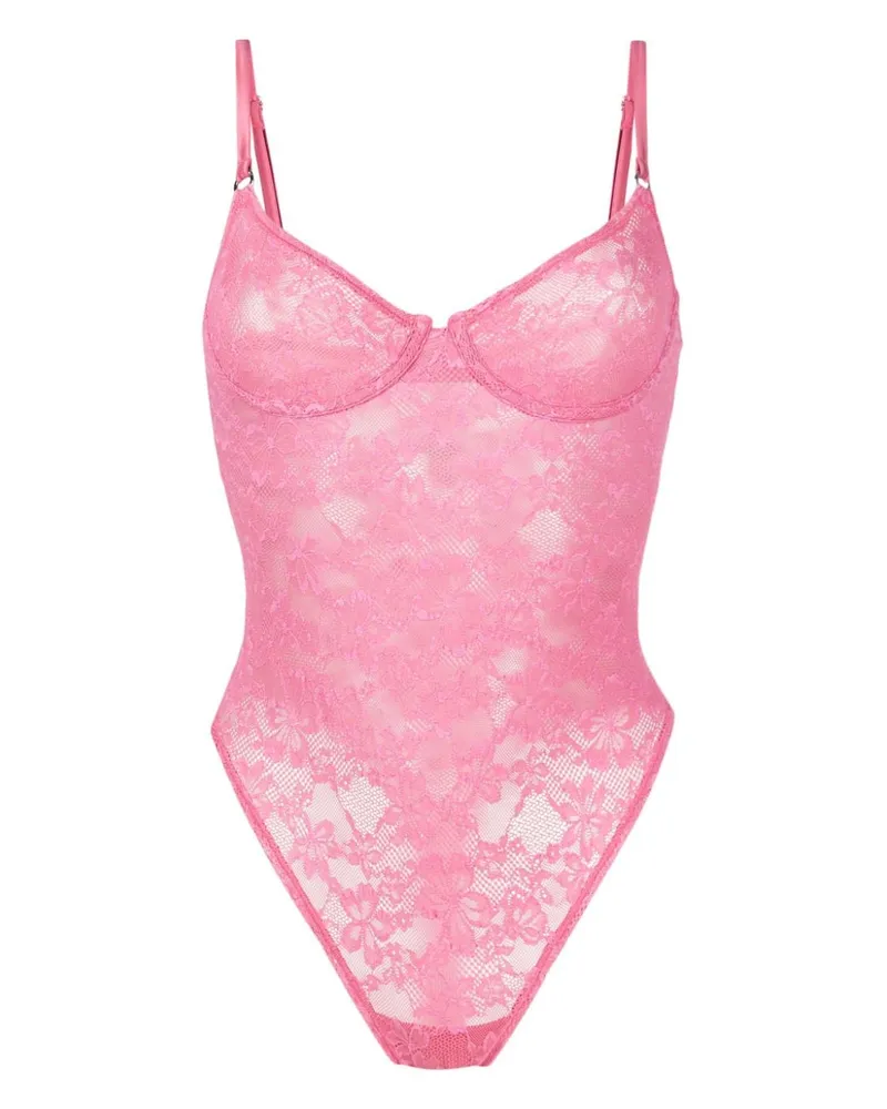 Fleur Du Mal Le Stretch Body mit Spitze - Rosa Rosa