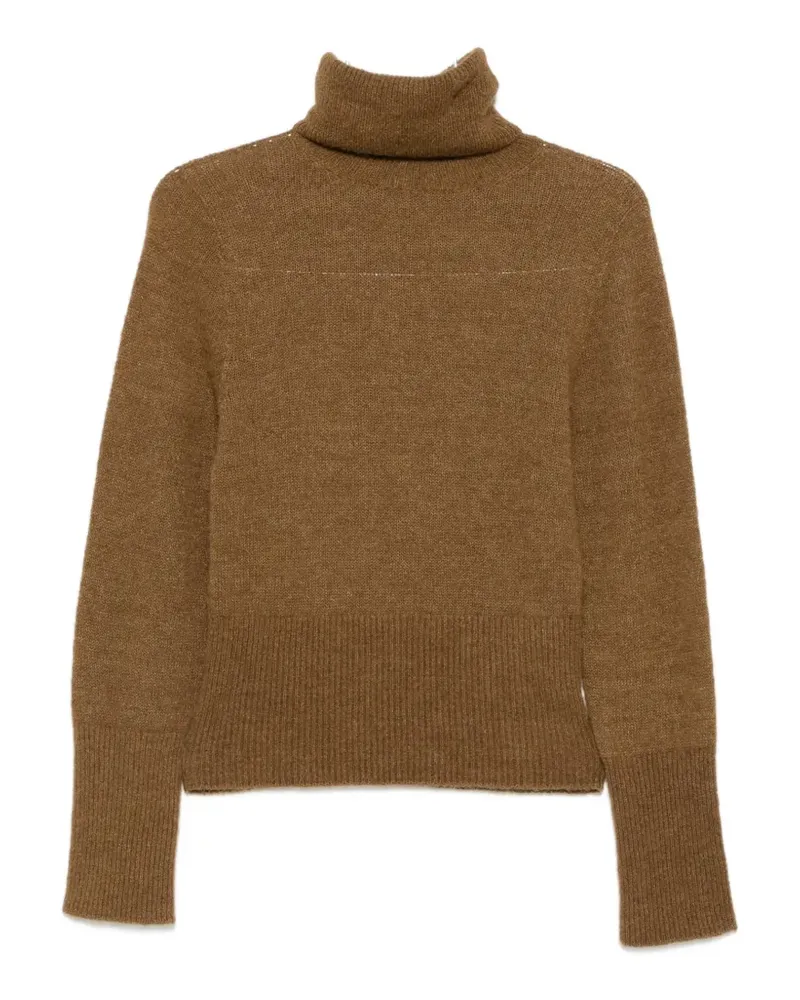 Cortana Eira Rollkragenpullover mit geripptem Saum - Braun Braun