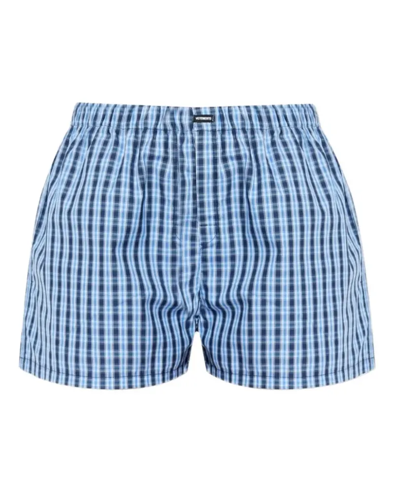 VETEMENTS checked-pattern mini shorts - Blau Blau